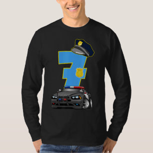 Kids Police Car 7th Birthday 7 Years Old Cop Offi T-Shirt