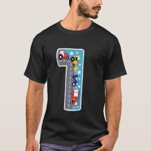 Kids Police Fire Brigade Cars Number 1 Boy First B T-Shirt