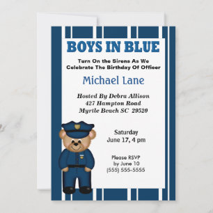 Kids Policeman Birthday Invitation