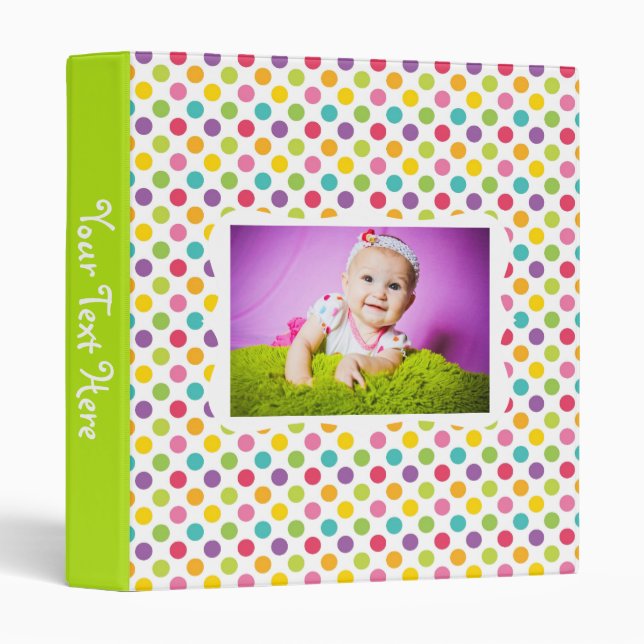 Kids Polka Dot Photo Album Binder (Front/Spine)