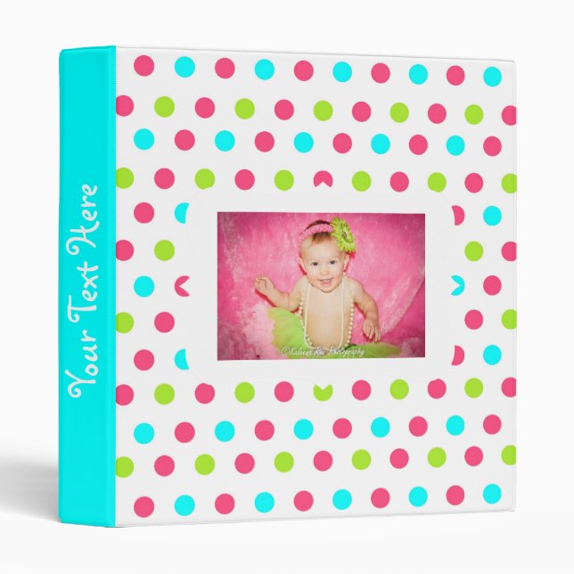Kids Polka Dot Photo Album Binder (Front/Spine)