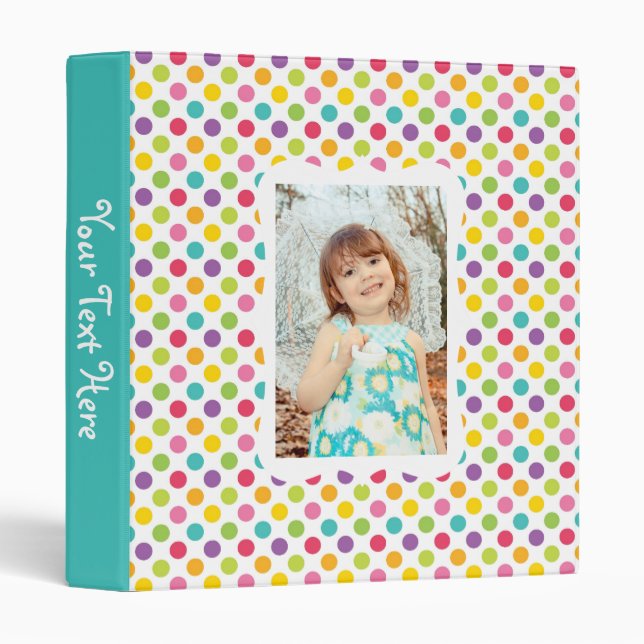 Kids Polka Dot Photo Album Binder (Front/Spine)