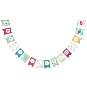 Kids Pool Party Birthday Colourful Summer Swim Bunting Flags