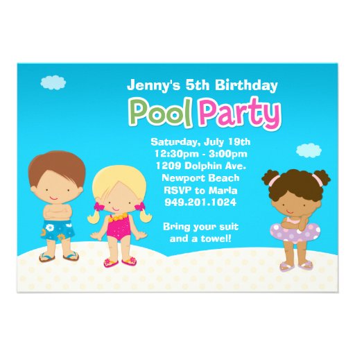 Kids Pool Party Birthday Invitation 5