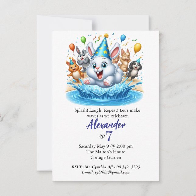 kids pool party birthday invitations Edithable (Front)