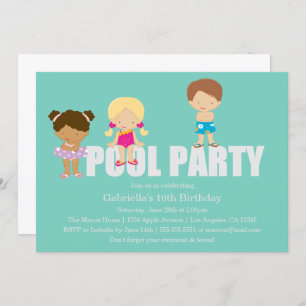 Kids Pool Party Birthday Party Invitation