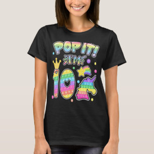 Kids Pop It 10th Birthday Girls Boys 10 Years Old  T-Shirt