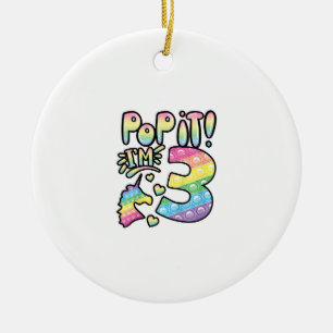 Kids Pop It 3rd Birthday Girls 3 Years Old Fidget Ceramic Ornament