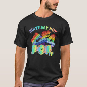 Kids Pop It 4Th Year Old Birthday Boy Dino Gamer P T-Shirt