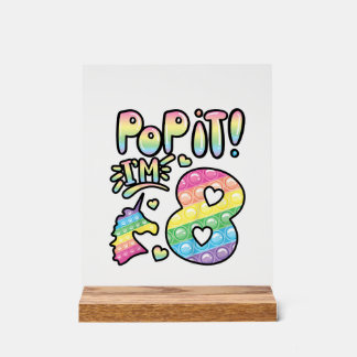 Kids Pop It 8th Birthday Girls Boys 8 Years Old Fi Acrylic Sign