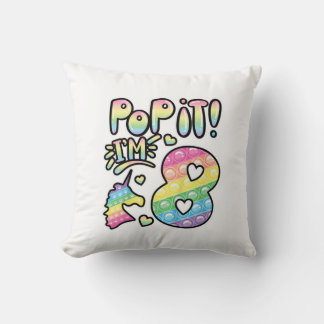 Kids Pop It 8th Birthday Girls Boys 8 Years Old Fi Throw Pillow