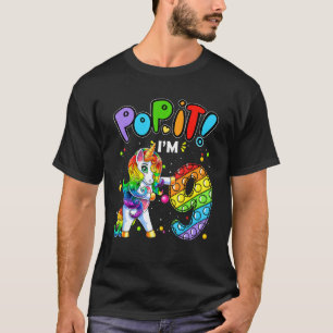 Kids Pop It 9th Birthday Girls 9 Years Old Fidget  T-Shirt