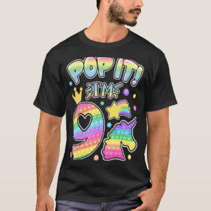 Kids Pop It 9th Birthday Girls Boys 9 Years Old Fi T-Shirt