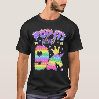 Kids Pop It 9Th Birthday Girls Boys 9 Years Old Fi T-Shirt