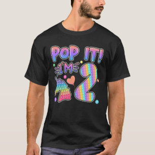 Kids Pop It Birthday Girl 2 for 2yr Old Girls Unic T-Shirt