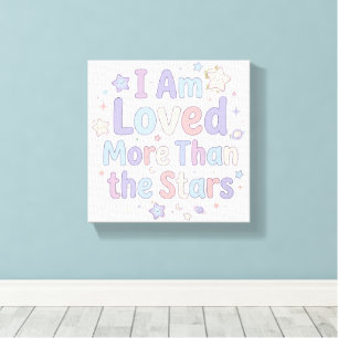 Kids Positive Affirmation Loved More Than Stars Canvas Print