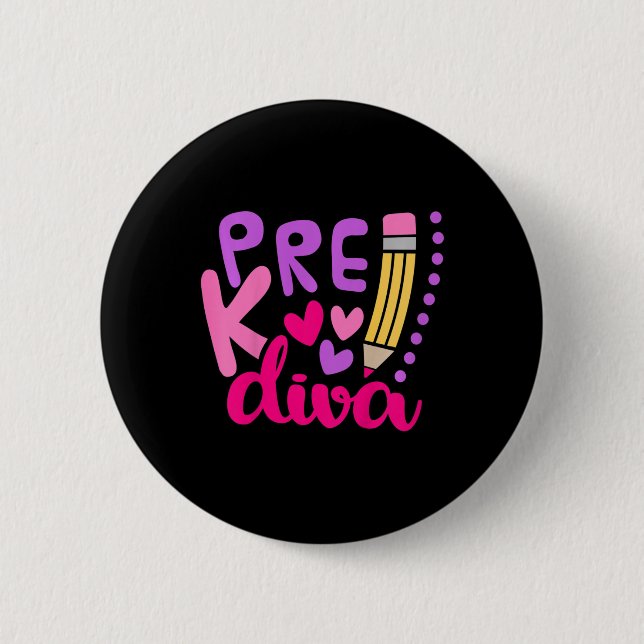 Kids Pre-k Diva  2 Inch Round Button (Front)