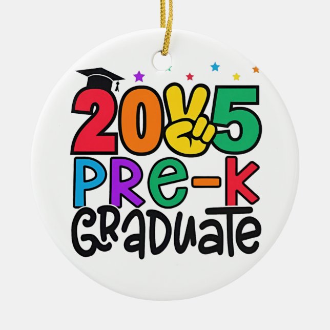 Kids Pre-K Grad 2025 Preschool Prek Graduation Ceramic Ornament (Front)