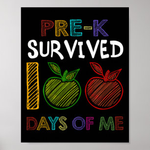 Kids Pre-k Survived 100 Days Of Me School Gift For Poster