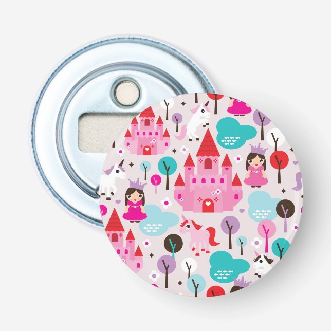 kids princess castle and unicorn bottle opener (Front)