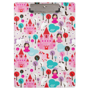 kids princess castle and unicorn clipboard