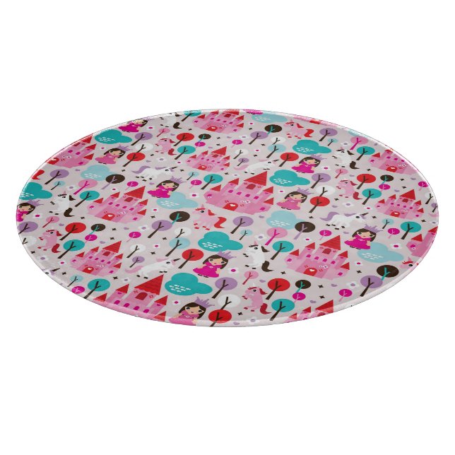 kids princess castle and unicorn cutting board (Corner)