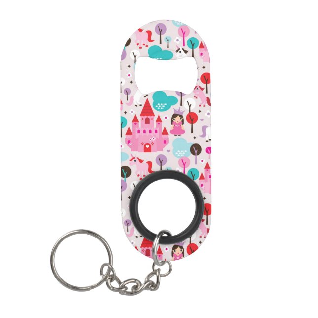 kids princess castle and unicorn mini bottle opener (Front)