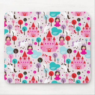 kids princess castle and unicorn mouse pad