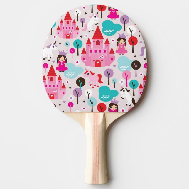 kids princess castle and unicorn ping pong paddle (Front)