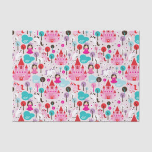kids princess castle and unicorn tissue paper