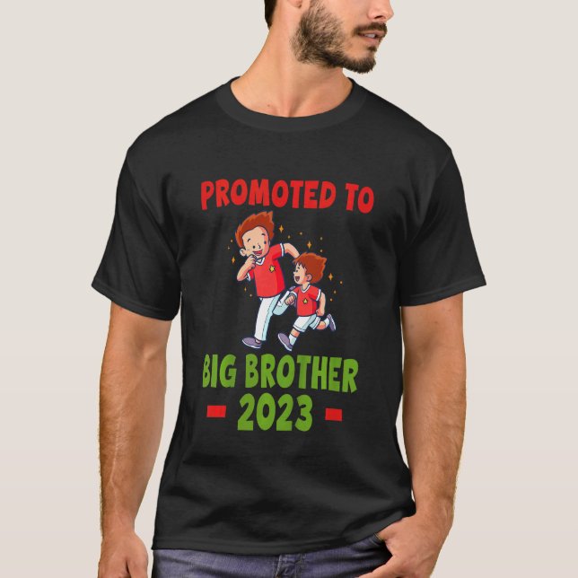 Kids Promoted To Big Brother Est 2023 Cute New Bro T-Shirt (Front)