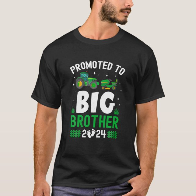 Kids Promoted To Big Brother Est 2024 Cute Tractor T-Shirt (Front)
