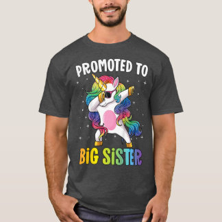 Kids Promoted to Big Sister Girls Dabbing Unicorn  T-Shirt