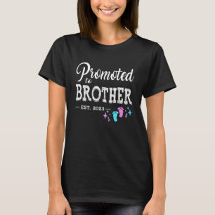 Kids Promoted To Brother 2023  Baby Footprint Girl T-Shirt