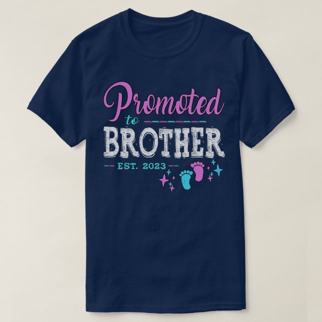 Kids Promoted To Brother Est 2023  Pregnancy Revea T-Shirt (Design Front)