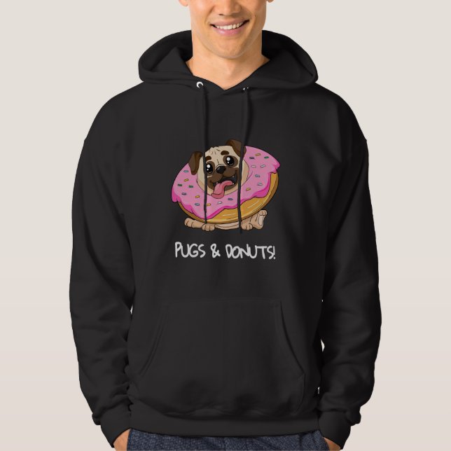 Kids Pugs &amp; Doughnuts Shirt Pug Lover Candy Fa (Front)
