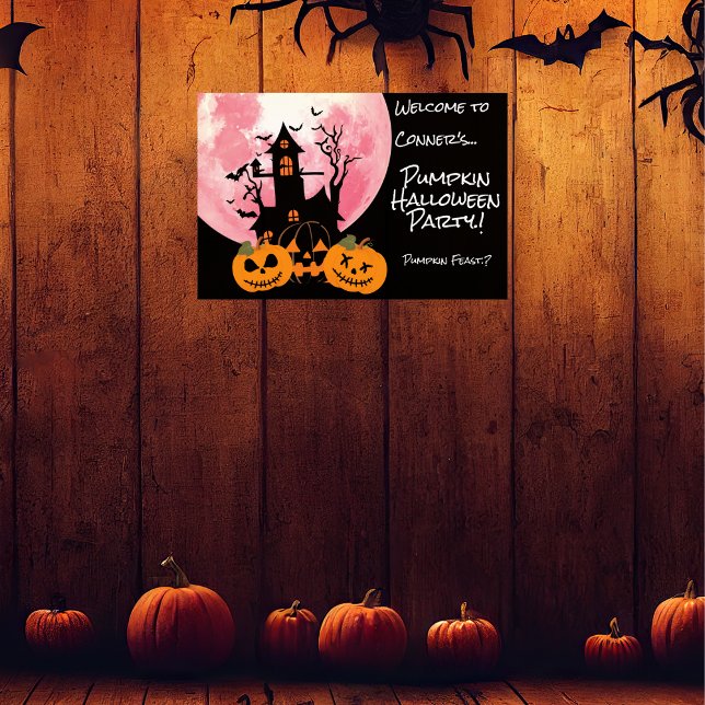 Kids Pumpkin Halloween Party Poster (Pumpkin Halloween Party Wall Poster)