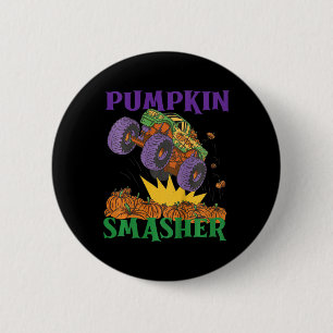 Kids Pumpkin Smasher Monster Truck Halloween 2 Inch Round Button