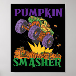 Kids Pumpkin Smasher Monster Truck Halloween Poster