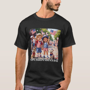 Kids & Pups: Patriotic Parade Fun Custom T-Shirt