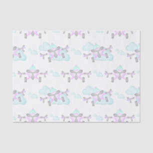 Kids Purple Airplane Flying Aviation Birthday Tissue Paper