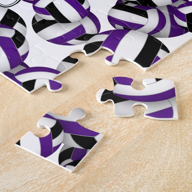 kids purple black volleyball team colours jigsaw puzzle (Side)
