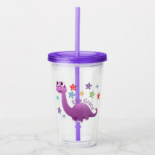 Kids Purple Dinosaur Personalized Acrylic Tumbler