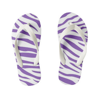 Kids Purple Zebra Stripe Flip Flops