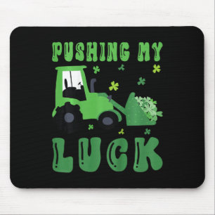 Kids Pushing My Luck Tractor St Patricks Day Toddl Mouse Pad
