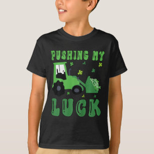 Kids Pushing My Luck Tractor St Patricks Day Toddl T-Shirt