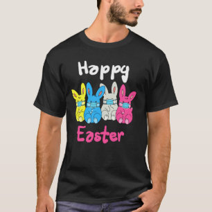 Kids Rabbits Bunny Face Mask Happy Easter Quaranti T-Shirt