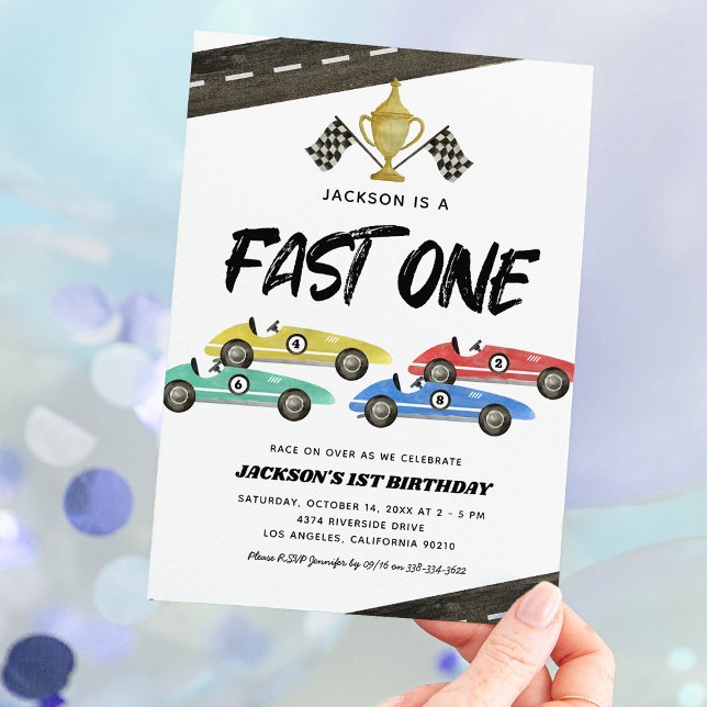 Kids Race Car 1st Birthday Invitation (Creator Uploaded)