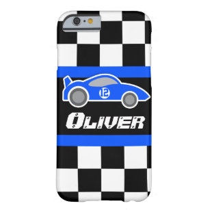 Kids racing blue sports car named iphone case