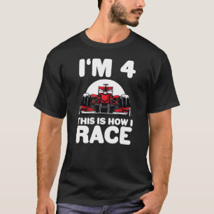 Kids Racing Car 4th Birthday 4 Four Toddler Formul T-Shirt